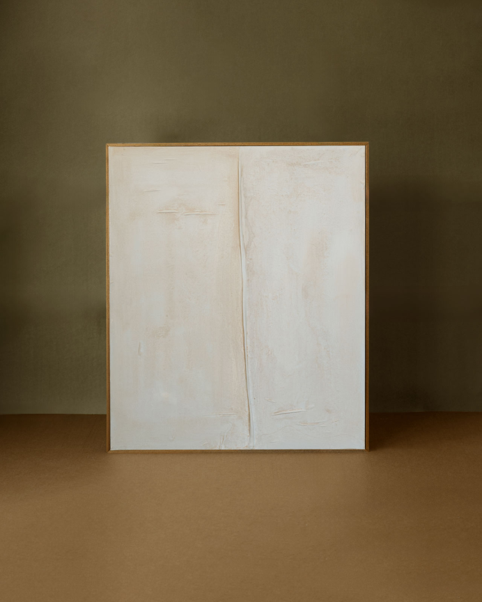 Tableau blanc décoratif sur toile de coton avec cadre en bois peint à la main à la peinture à l'huile différentes tailles