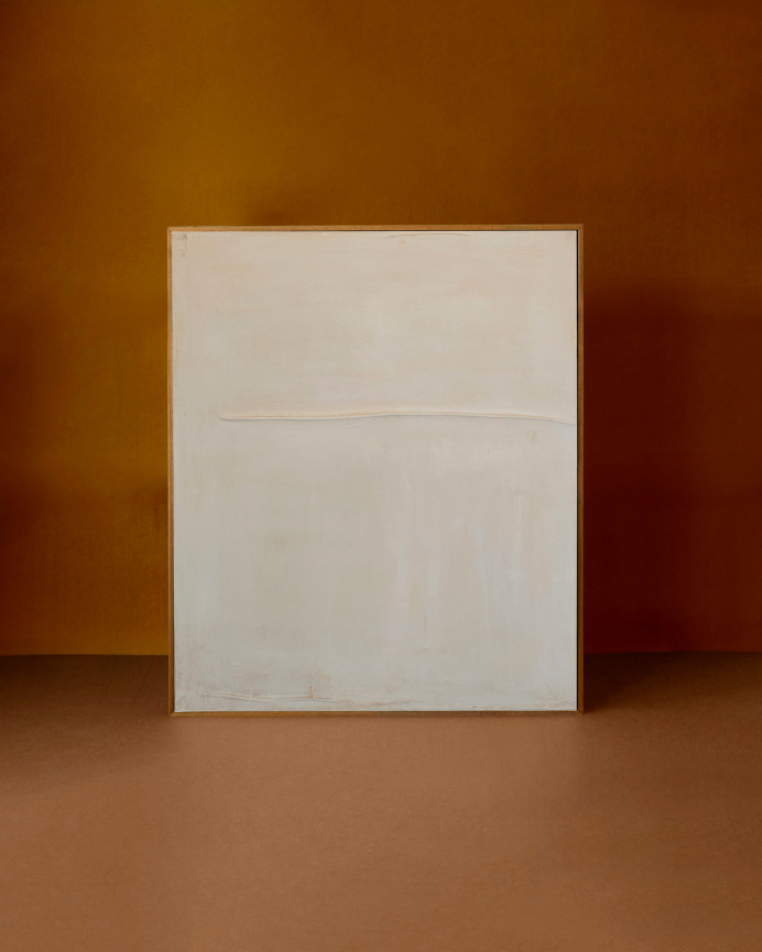 Tableau blanc décoratif sur toile de coton avec cadre en bois peint à la main à la peinture à l'huile différentes tailles