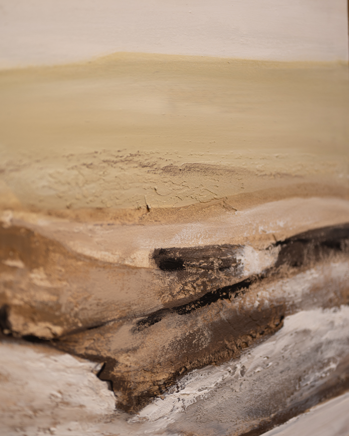 Tableau blanc marron décoratif sur toile de coton avec cadre en bois peint à main à la peinture à l'huile différentes tailles