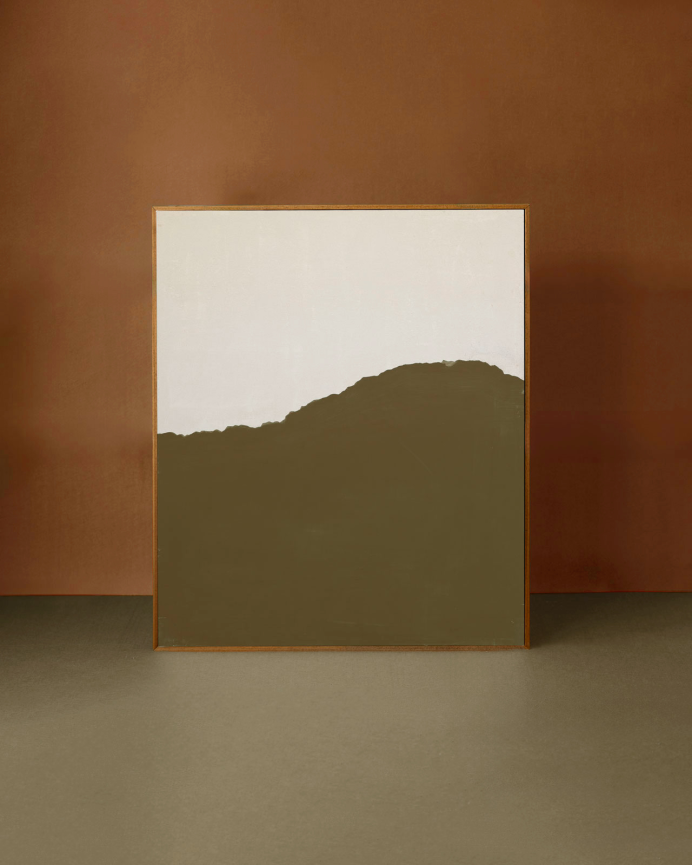 Tableau vert décoratif sur toile de coton avec cadre en bois peint à la main à la peinture à l'huile différentes tailles