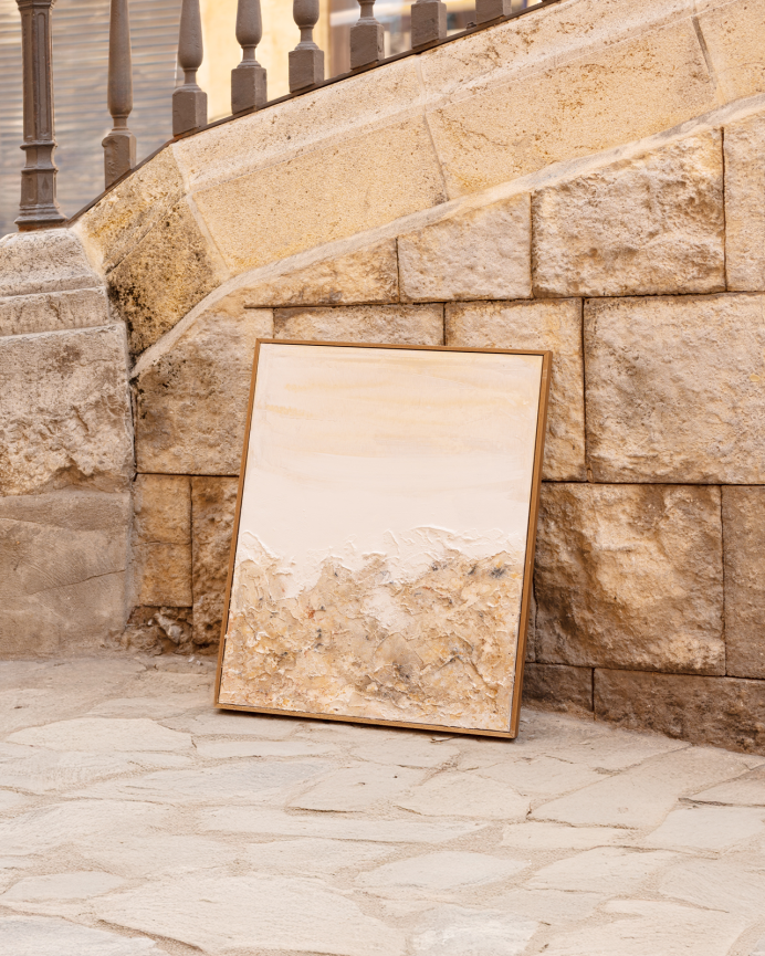 Tableau blanc décoratif sur toile de coton avec cadre en bois peint à la main à la peinture à l'huile différentes tailles
