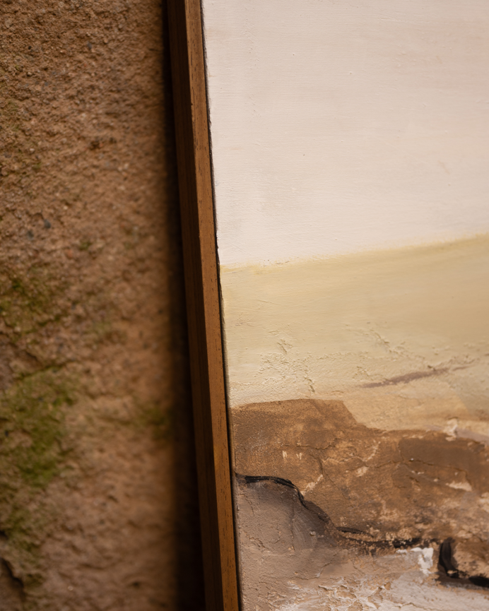 Tableau blanc marron décoratif sur toile de coton avec cadre en bois peint à main à la peinture à l'huile différentes tailles