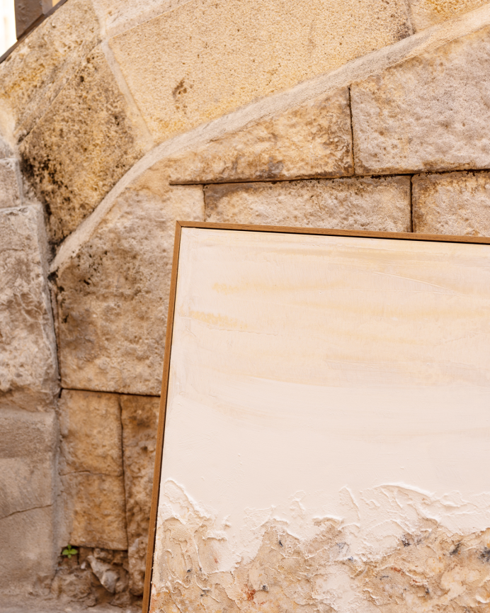 Tableau blanc décoratif sur toile de coton avec cadre en bois peint à la main à la peinture à l'huile différentes tailles