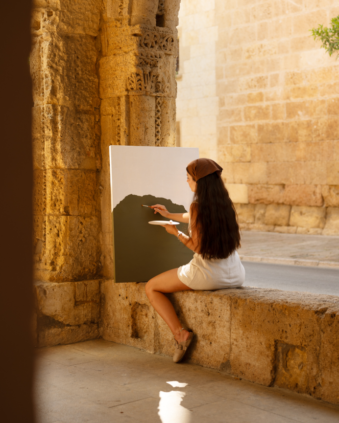 Tableau vert décoratif sur toile de coton avec cadre en bois peint à la main à la peinture à l'huile différentes tailles