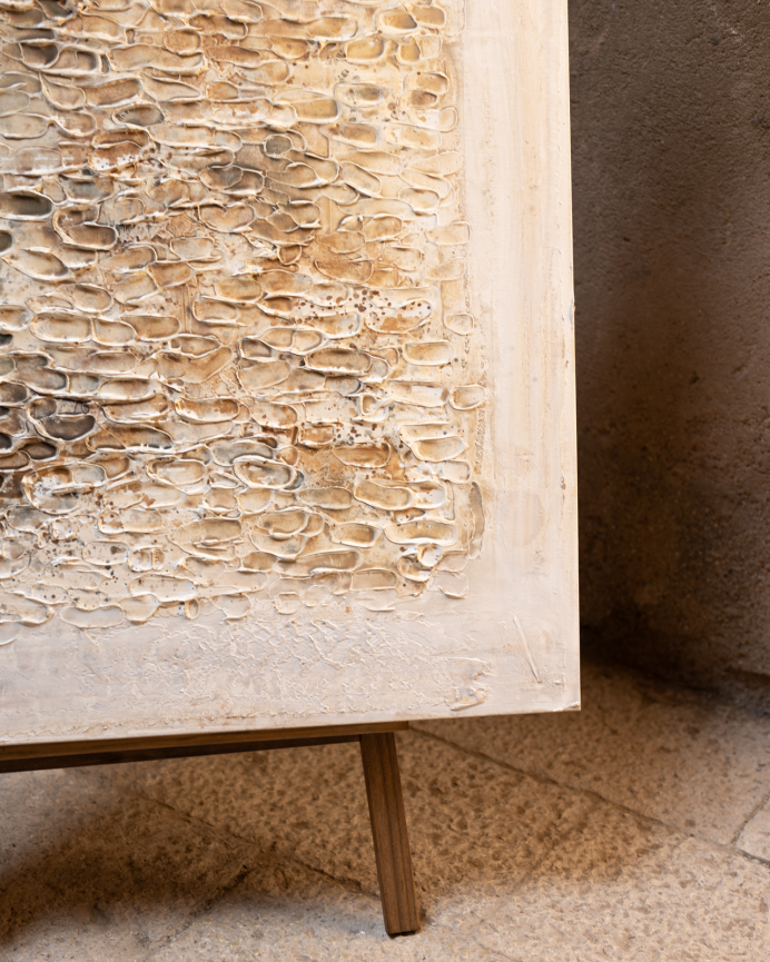 Tableau blanc décoratif sur toile de coton avec cadre en bois peint à la main à la peinture à l'huile différentes tailles