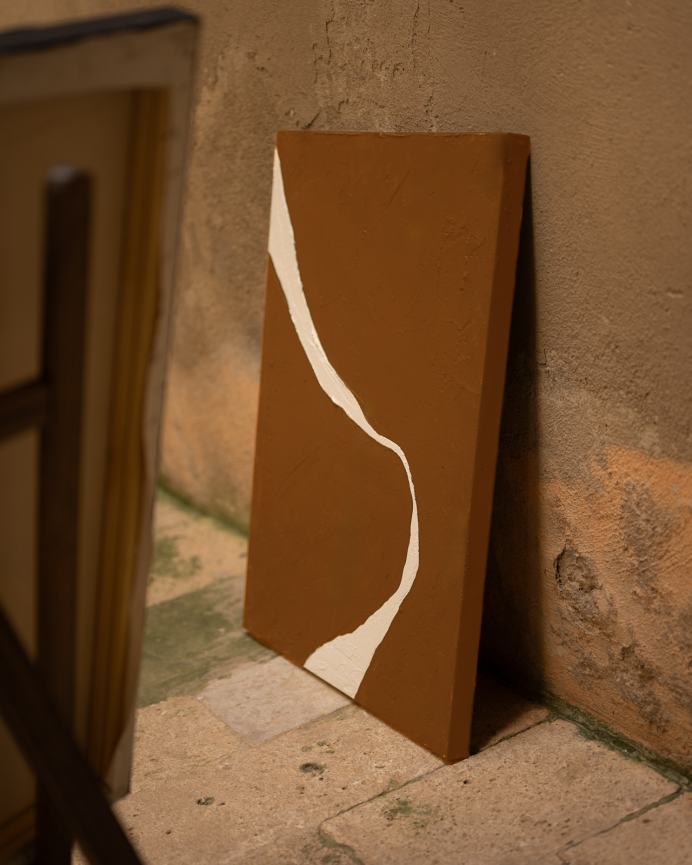Tableau terracotta décoratif sur toile de coton avec cadre en bois peint à la main à la peinture à l'huile différentes tailles