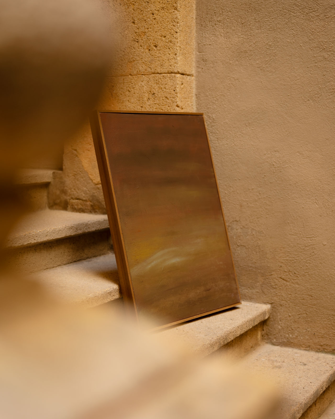 Tableau terracotta décoratif sur toile de coton avec cadre en bois peint à la main à la peinture à l'huile différentes tailles