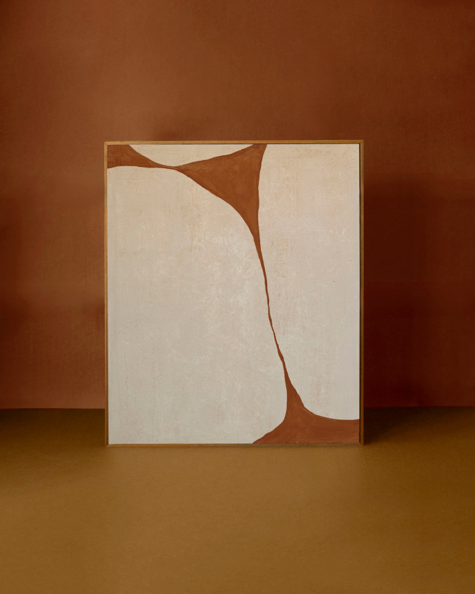 Tableau terracotta décoratif sur toile de coton avec cadre en bois peint à la main à la peinture à l'huile différentes tailles