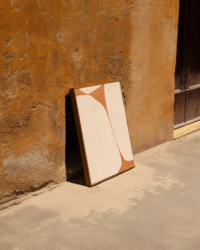 Tableau terracotta décoratif sur toile de coton avec cadre en bois peint à la main à la peinture à l'huile différentes tailles
