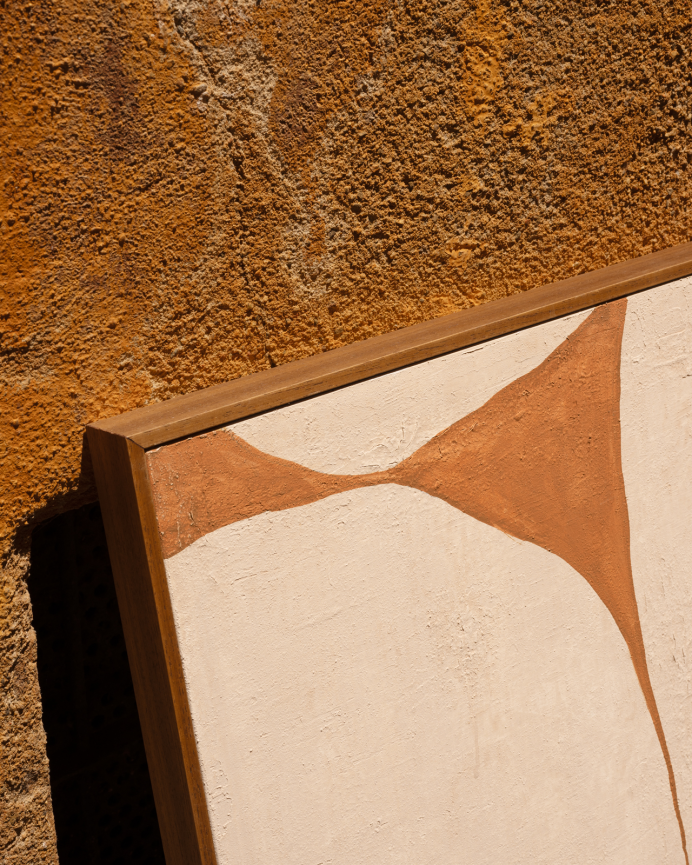 Tableau terracotta décoratif sur toile de coton avec cadre en bois peint à la main à la peinture à l'huile différentes tailles