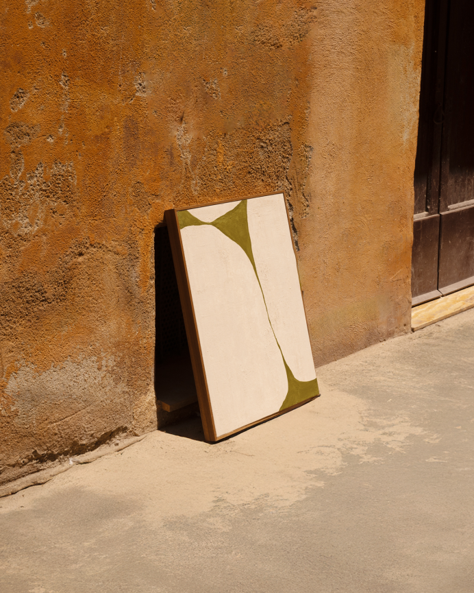 Tableau vert décoratif sur toile de coton avec cadre en bois peint à la main à la peinture à l'huile différentes tailles