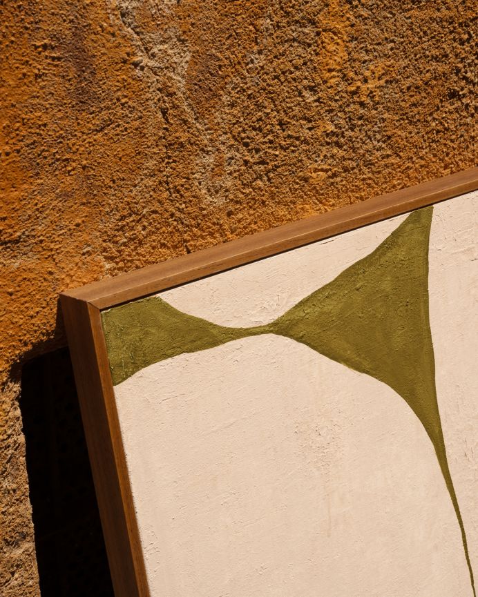 Tableau vert décoratif sur toile de coton avec cadre en bois peint à la main à la peinture à l'huile différentes tailles