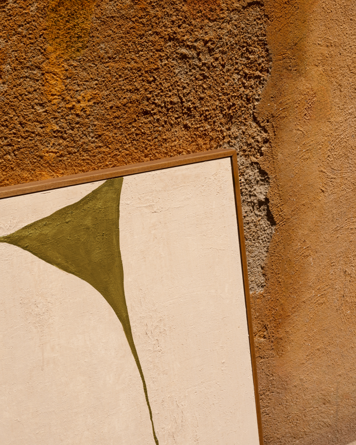 Tableau vert décoratif sur toile de coton avec cadre en bois peint à la main à la peinture à l'huile différentes tailles