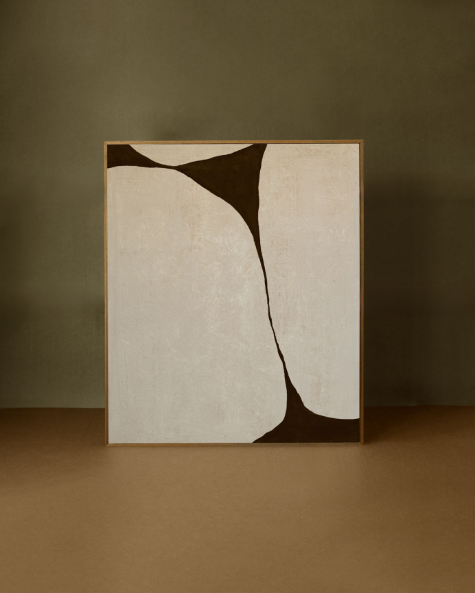 Tableau marron décoratif sur toile de coton avec cadre en bois peint à la main à la peinture à l'huile différentes tailles