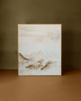 Tableau blanc décoratif sur toile de coton avec cadre en bois peint à la main à la peinture à l'huile différentes tailles