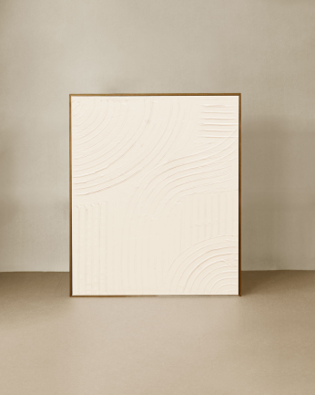 Tableau blanc décoratif sur coton avec cadre en bois peint à la main à la peinture à l'huile en différentes tailles