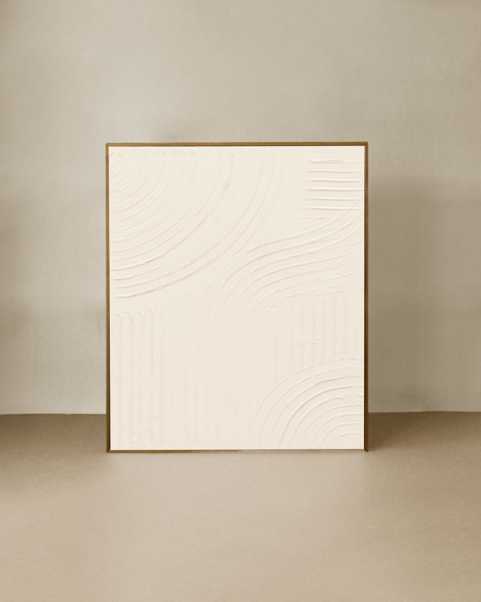 Tableau blanc décoratif sur coton avec cadre en bois peint à la main à la peinture à l'huile en différentes tailles