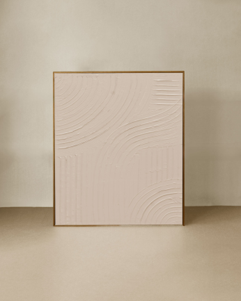 Tableau beige décoratif sur coton avec cadre en bois peint à la main à la peinture à l'huile en différentes tailles