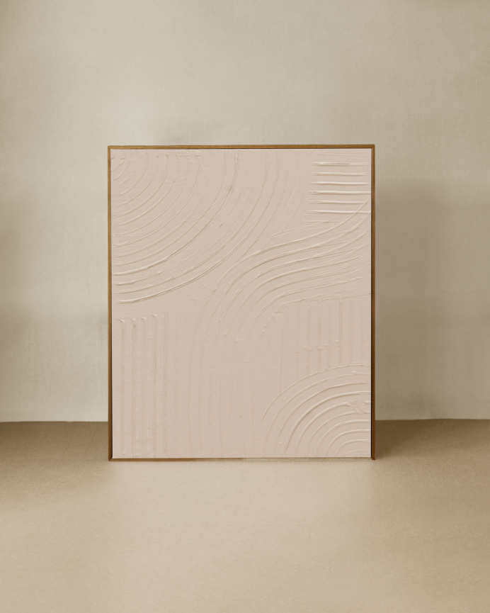 Tableau beige décoratif sur coton avec cadre en bois peint à la main à la peinture à l'huile en différentes tailles