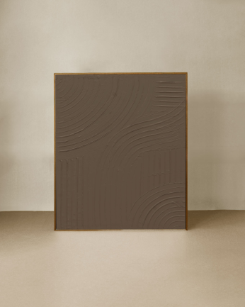 Tableau marron décoratif sur coton avec cadre en bois peint à la main à la peinture à l'huile en différentes tailles