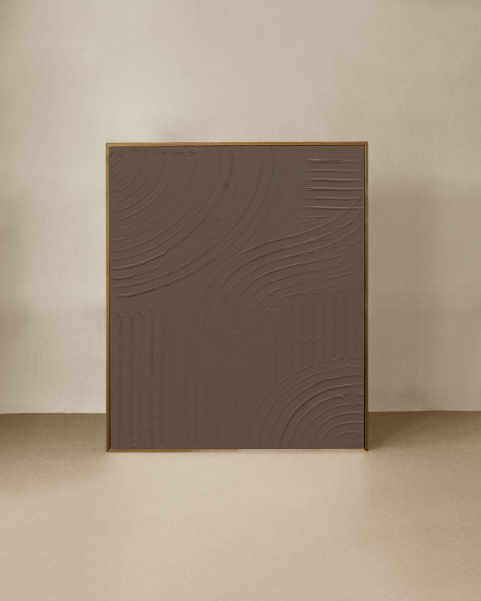 Tableau marron décoratif sur coton avec cadre en bois peint à la main à la peinture à l'huile en différentes tailles