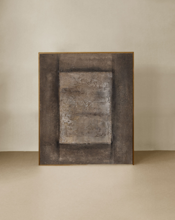 Tableau marron décoratif sur coton avec cadre en bois peint à la main à la peinture à l'huile en différentes tailles