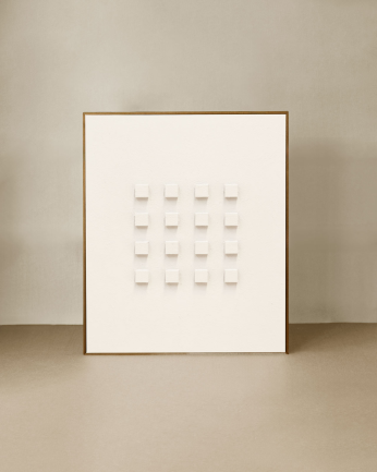 Tableau blanc décoratif sur coton avec cadre en bois peint à la main à la peinture à l'huile en différentes tailles
