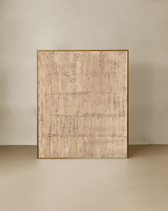 Tableau beige décoratif sur coton avec cadre en bois peint à la main à la peinture à l'huile en différentes tailles