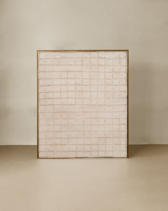 Tableau beige décoratif sur toile de coton avec cadre en bois peint à la main à la peinture à l'huile en différentes tailles