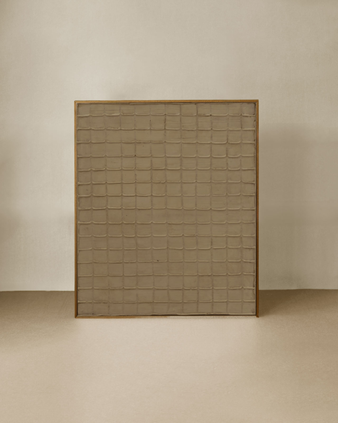 Tableau marron décoratif sur coton avec cadre en bois peint à la main à la peinture à l'huile en différentes tailles