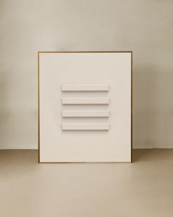 Tableau beige décoratif sur coton avec cadre en bois peint à la main à la peinture à l'huile en différentes tailles