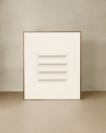 Tableau blanc décoratif sur coton avec cadre en bois peint à la main à la peinture à l'huile en différentes tailles