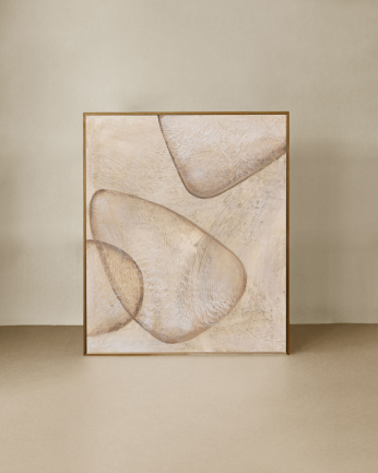 Tableau beige décoratif sur coton avec cadre en bois peint à la main à la peinture à l'huile en différentes tailles