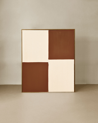Tableau tuiles et blanc décoratif sur coton avec cadre en bois peint à la main à la peinture à l'huile en différentes tailles
