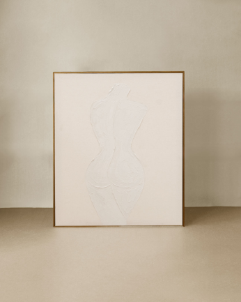 Tableau beige décoratif sur toile de coton avec cadre en bois peint à la main à la peinture à l'huile en différentes tailles