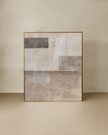 Tableau gris décoratif sur toile de coton avec cadre en bois peint à la main à la peinture à l'huile en différentes tailles