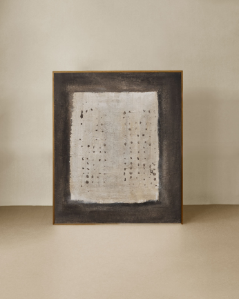 Tableau noir et blanc décoratif sur coton avec cadre en bois peint à la main à la peinture à l'huile en différentes tailles