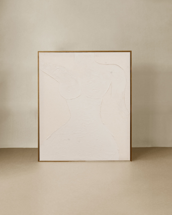 Tableau beige décoratif sur toile de coton avec cadre en bois peint à la main à la peinture à l'huile en différentes tailles