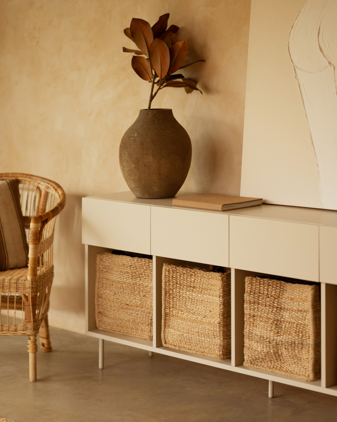 Buffet avec 4 tiroirs laqué en teinte sable de 176x40cm