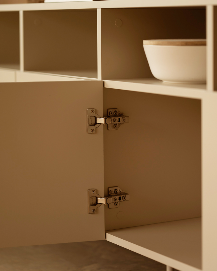 Buffet avec 4 portes laqué en teinte sable de 176x40cm