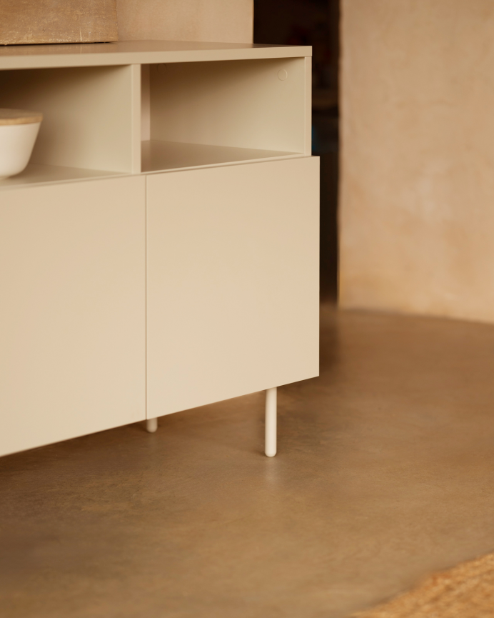 Buffet avec 4 portes laqué en teinte sable de 176x40cm