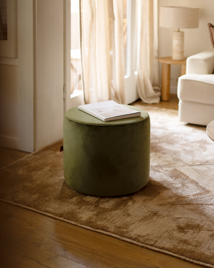 Pouf en ton vert de 44x42cm