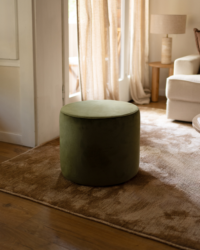 Pouf en ton vert de 44x42cm
