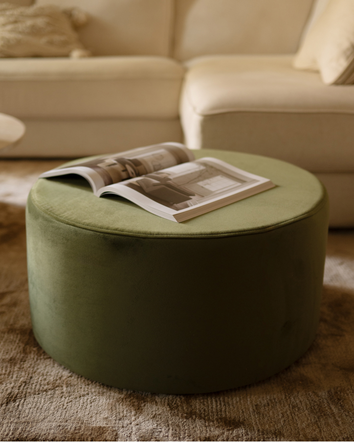 Pouf en ton vert de 60x34cm