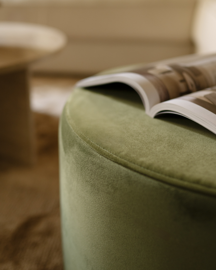 Pouf en ton vert de 60x34cm