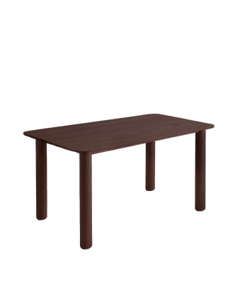 Table à manger en placage de chêne en ton noyer en plusieurs dimensions