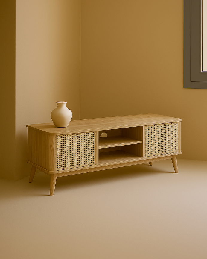 Buffet en bois massif couleur naturel 160x50cm