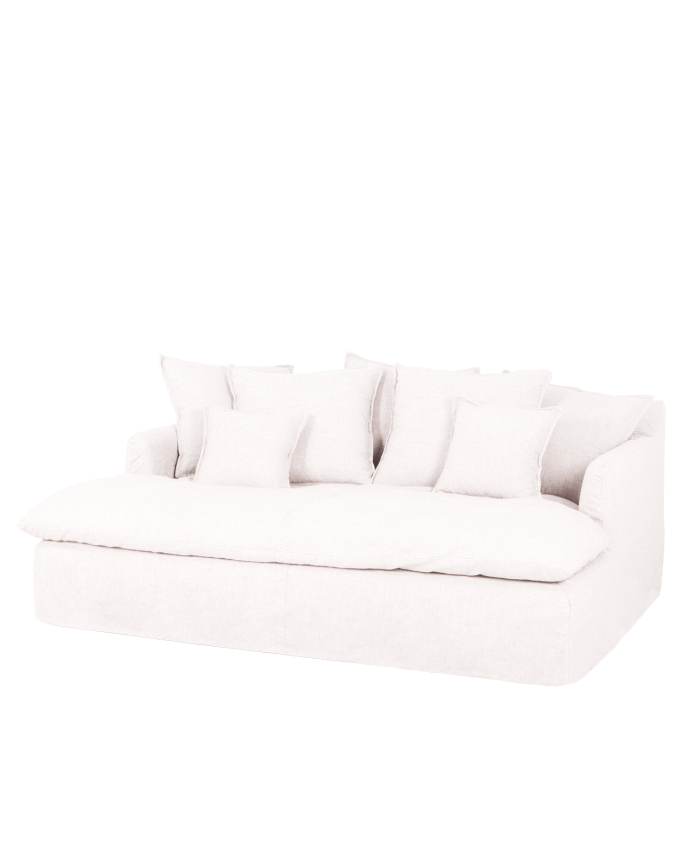 Canapé à profondeur longue en coton et lin déhoussable couleur blanc en différentes tailles
