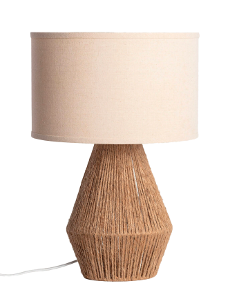 Lampe de table de corde et lin beige de 52cm