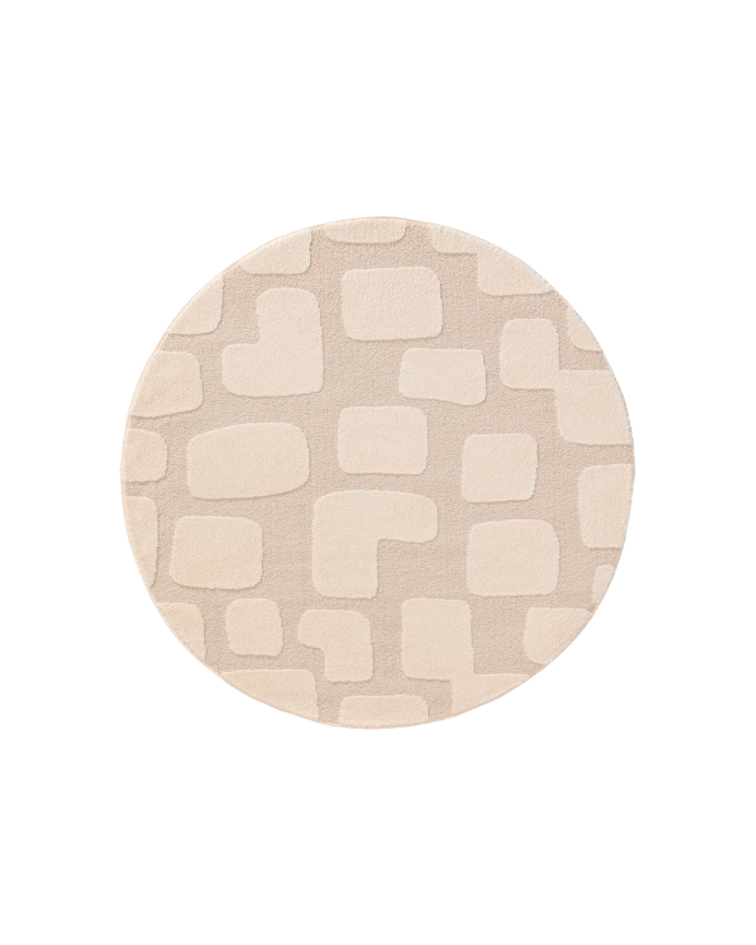 Tapis rond en polypropylène et polyester beige dans plusieurs mesures